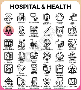 体格检查医院和健康概念图标插画