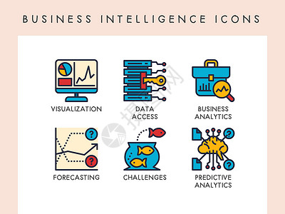 商业智能图标预测网络挑战数据数据库工作背景图片