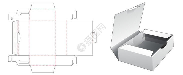 包装蓝图工业模切盒子纸板插图展示产品空白木板背景图片