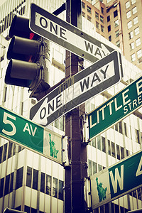 曼哈顿的街道标志大街高清图片素材