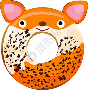 光滑狐狸梗可爱的狐狸粉甜甜圈制作图案插画