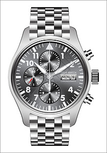 钟表盘逼真的手表时钟计时不锈钢白色背景矢量图设计图片