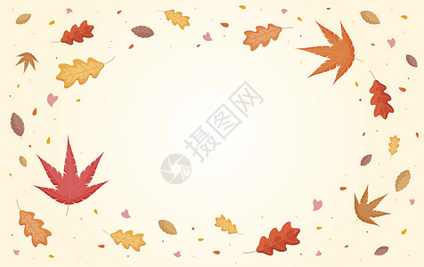 秋天的落叶与复制空间矢量图案一起落下背景图片