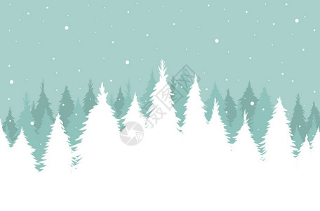 松树上的雪绿色薄荷背景矢量说明上松树的剪影插画