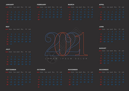 202 年的黑暗日历模板背景图片