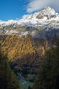 法国阿尔卑斯山的秋天农村自动化寒冷天气国家剪影各地世界风景季节背景图片