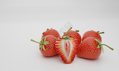 草莓全红 分裂 孤立在白色背景背景图片