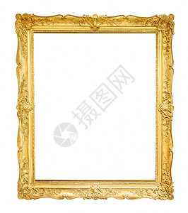 金相框孤立在惠特上的金色装饰相框白色绘画长方形空白奢华画廊框架财富古董博物馆背景