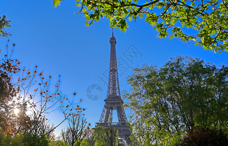 法国巴黎埃菲尔铁塔旅游地标建筑学建筑城市旅行首都天际背景图片