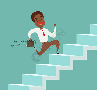 爬梯子的商务男人商务人士跑上楼梯矢量图员工爬上楼梯商务男人货币人士成就生长办公室工作工人黑色插画