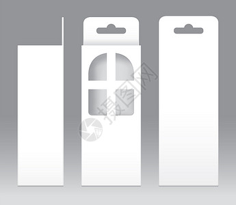 挂盒白色窗口形状切出包装模板空白 用于设计产品包装礼品盒的空盒白色模板 白盒包装纸牛皮纸卡板包装套管商品小样收藏品牌正方形盒装塑背景图片