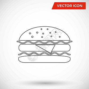 汉堡平面 ico午餐卡通片饮食文化插图绘画种子面包芝麻小吃背景图片