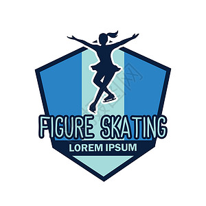 轮滑滑冰少年速度花样滑冰标志与文本空间为您的标语标签它制作图案滚筒曲棍球海报滑冰溜冰者滑板活动滑雪标识邮票插画