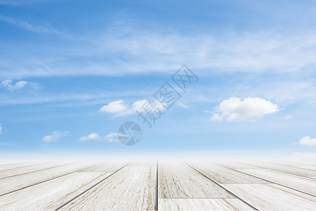 带有木地板的天空场景蓝色海滩木头码头背景图片
