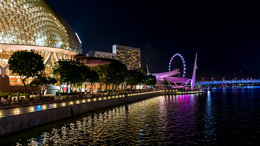 新加坡夜间湾背景图片