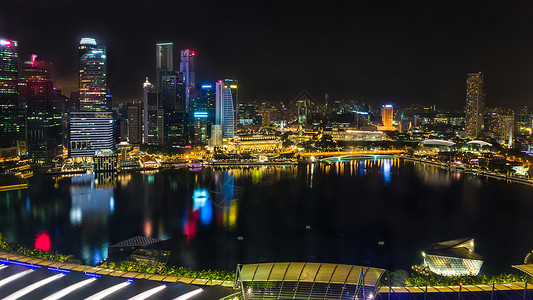 新加坡湾夜间天空线背景图片