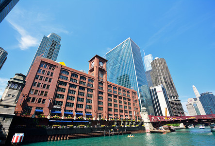 美国伊利诺斯州芝加哥的河道塔高清图片素材