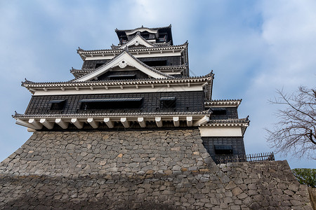 日本熊本城堡黑色地标历史高清图片