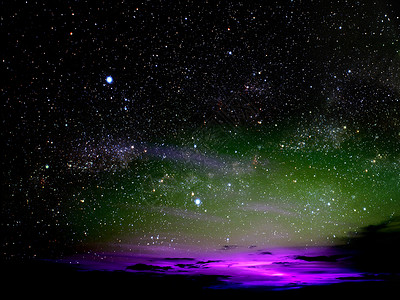 夜空中七彩云的光 宇宙中的星星背景图片