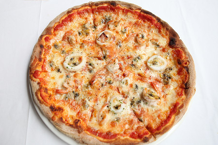 披萨比萨海鲜洋葱面团垃圾脆皮香肠食物蔬菜圆圈烹饪营养糕点高清图片素材