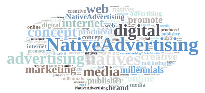 原生广告创造力网络标签品牌互联网电脑插图出版商概念营销背景图片
