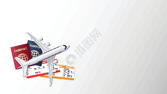 c919飞机和登机牌在空背景与 c插画