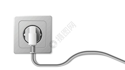 现实的电源插座和插头上白色它制作图案出口家电电气生态房子电压连接器技术塑料活力插画