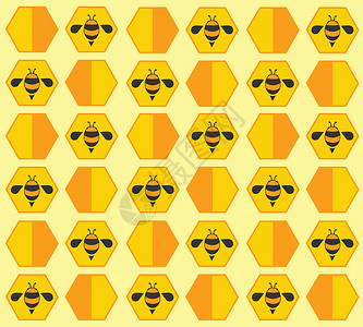 蜜蜂蜂巢粉彩卡通背景矢量 EPS1夹子六边形食物梳子黄色橙子插图细胞墙纸昆虫背景图片