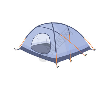 孤立在白色背景上的蓝色帐篷麻布游客娱乐帆布假期插图休息营地圆顶运动背景图片