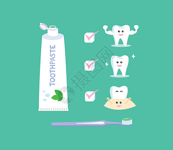 口服补液盐为了口腔健康而刷牙 正确刷牙的好处牙刷朋友们插图治疗牙膏卫生薄荷儿科牙科卡通片设计图片