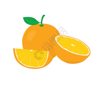 甜橘子橙色和橙色切成两半 白色背景隔离 白色背景中的橙子和橙汁设计图片