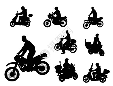 小型摩托车摩托车手剪影设计图片