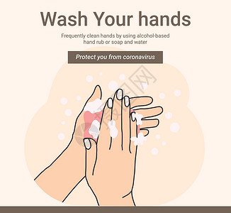 开敞式卫生间用肥皂和 waterflat 式 COVID19 插图洗手洗手液疾病细菌步骤感染指甲浴室清洁剂卫生龙头插画