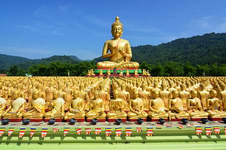 佛祖马卡布查纪念公园泰国纳科诺纳约克许多金芽雕像高清图片