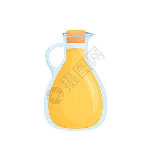 菜籽植物油玻璃水罐卡通矢量它制作图案中的植物油插画
