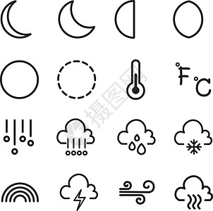天气图天气和月亮图标矢量插图符号设计图片