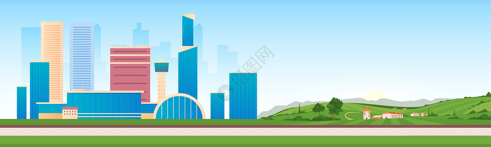 农村基础设施城市和农村地区平面颜色矢量制作图案插画
