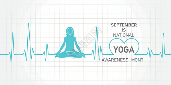 每年 9 月举办全国瑜伽宣传月冥想压力女士宽慰世界横幅地球姿势插图灵活性背景图片