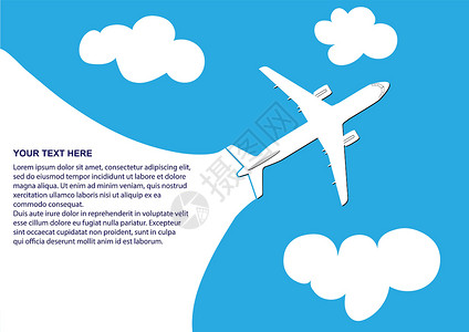飞机在蓝色背景上的轮廓小册子标题航空公司打印旅行载体运输插图广告航班背景图片
