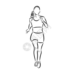 正在睡觉的女孩正在运行的女人矢量概念运动员竞赛活力线条运动娱乐插图速度行动训练设计图片