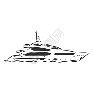 奢华游艇现代游艇的图像血管草图巡航运动速度活动奢华运输帆船绘画插画