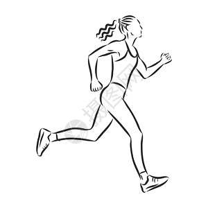 正在睡觉的女孩正在运行的女人矢量概念力量艺术女性速度行动运动装赛跑者运动墨水女孩设计图片