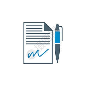 纸和笔合同相关的矢量字形图标成功铅笔网络写作文档插图协议合伙床单笔记插画