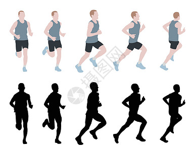 马拉松运动马拉松跑者插图竞赛优胜者剪影胜利短跑跑步者运动服男人纪律设计图片