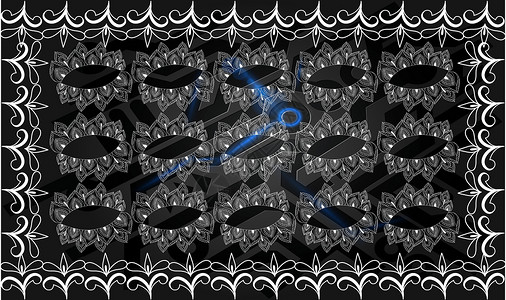带边框的抽象艺术数码纺织插画设计叶子边界风格套房打印玫瑰装饰品蓝色植物织物背景图片