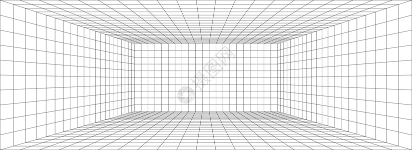 透视网格 3d 矢量图 模型投影模板 直线一点透视地平线绘画细胞等距白色房间插图工程学位马赛克背景图片