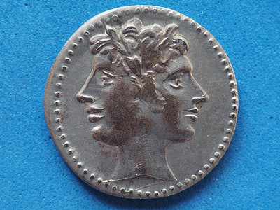 古罗马硬币和雅努斯背景图片