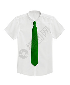 穿绿色领带的白衬衫背景图片