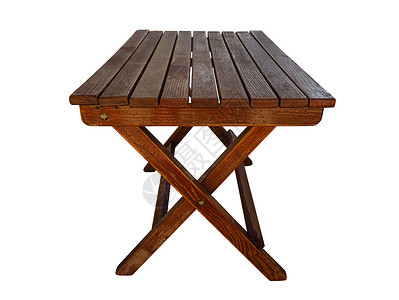 孤立的木制折叠桌家具海滩家庭木头棕色白色背景图片