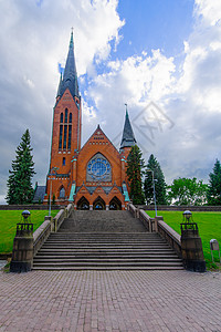 圣迈克尔教堂在图尔库的迈克尔教堂晴天城市建筑学历史大天使景观红砖宗教旅游历史性背景